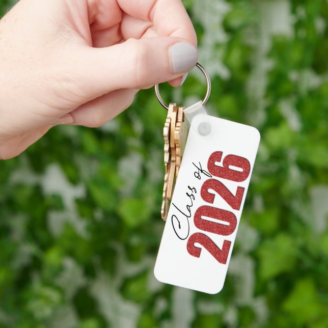 Red Glitter Class of 2026 Key Ring (Hand)