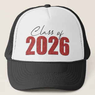 Red Glitter Class of 2026 Trucker Hat
