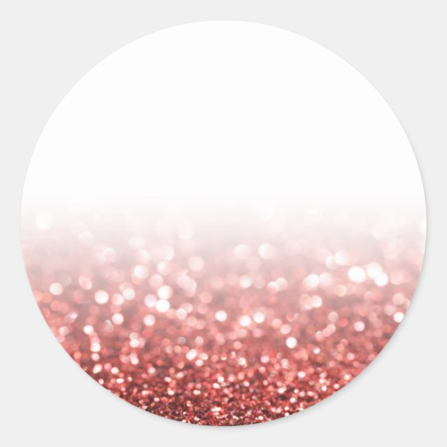 Red Glitter Custom Trendy Classic Round Sticker (Front)