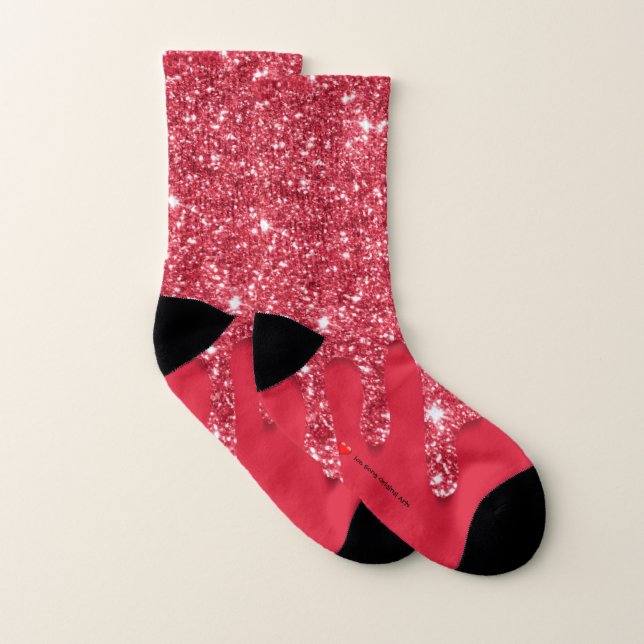 Red glitter drip Astec  Socks (Pair)