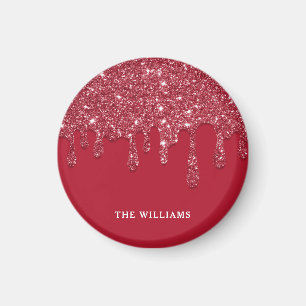 Red Glitter Drip Custom Name Magnet