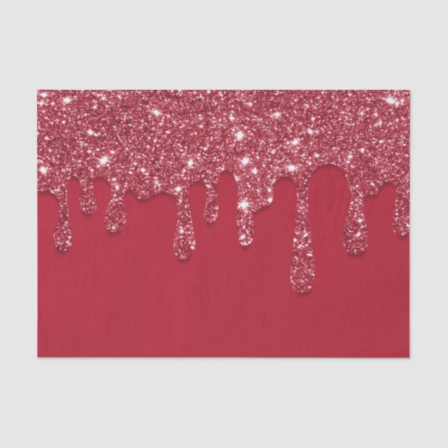 Red Glitter Drip Tissue Paper (Front)