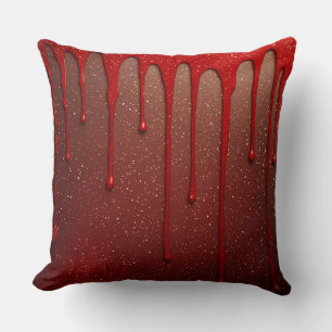 Red Glitter Dripping Cushion