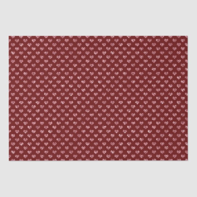 Red Glitter Glam Hearts Tissue Paper (Front)