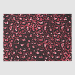 Red Glitter Glam Leopard Spots Pattern Tissue Paper