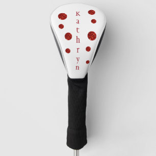 Red Glitter Glam Personalized Name Golf Head Cover