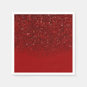 Red Glitter Glam Sparkle Elegant Chic Party Napkin