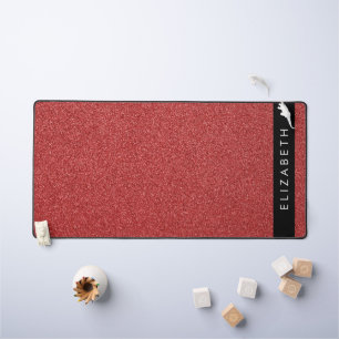 Red Glitter, Glitter Background, Your Name Desk Mat
