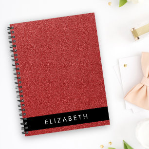 Red Glitter, Glitter Background, Your Name Notebook