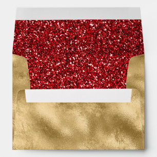 Red Glitter Gold Envelope