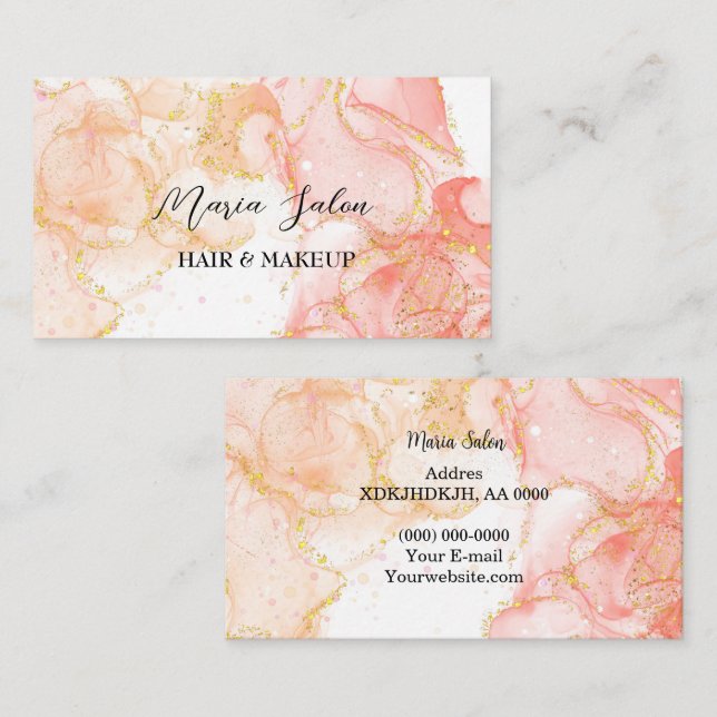 Red glitter gold  watercolor Business Card (Front/Back)