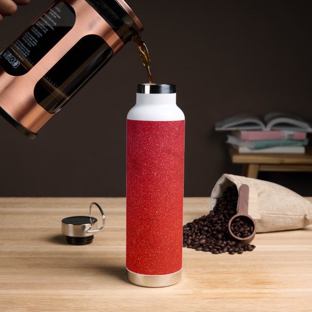 Red Glitter Gradient Stainless Steel Bottle (Coffee)