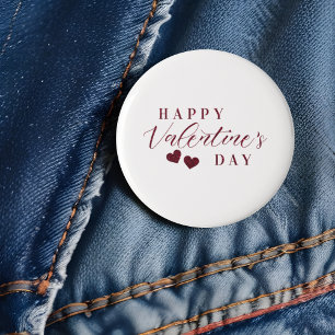 Red Glitter Happy Valentine's Day Hearts 3 Cm Round Badge