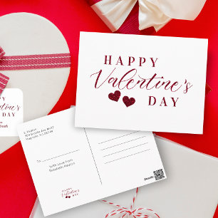 Red Glitter Happy Valentine's Day Hearts Postcard