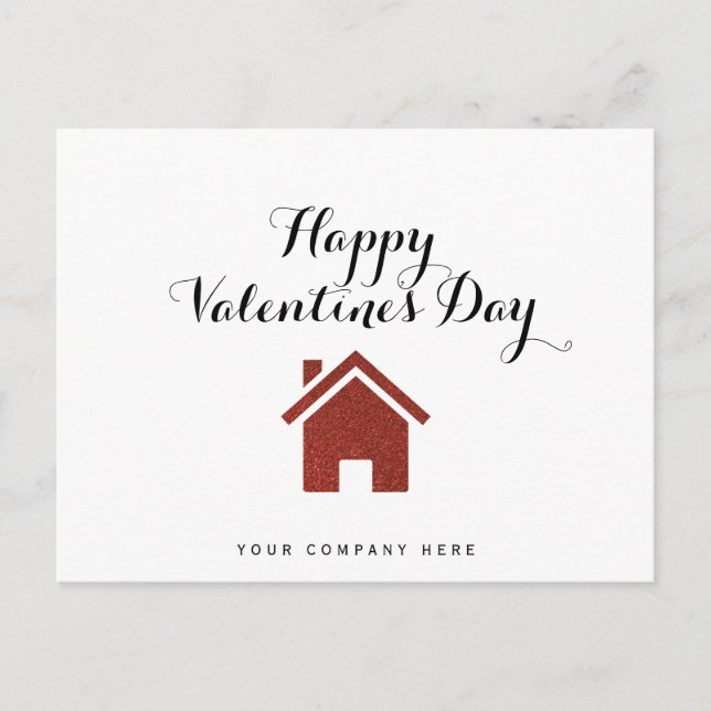 Red Glitter Happy Valentine's Day Realty Postcard (Front)