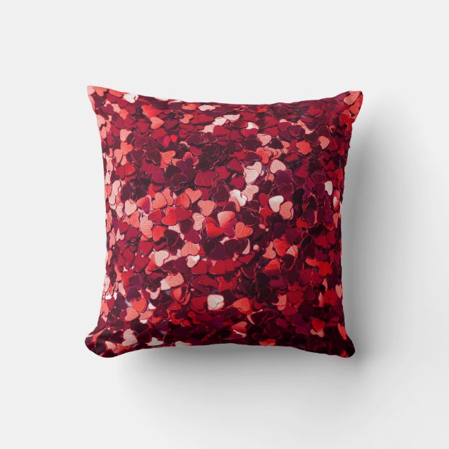 Red Glitter Heart: Minimalist Texture. Cushion (Front)