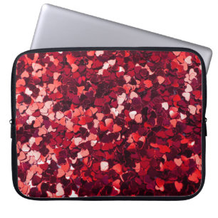Red Glitter Heart: Minimalist Texture. Laptop Sleeve