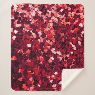 Red Glitter Heart: Minimalist Texture. Sherpa Blanket
