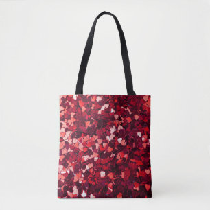 Red Glitter Heart: Minimalist Texture. Tote Bag