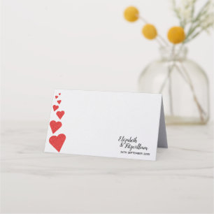 Red Glitter Heart Place Card/Escort Card