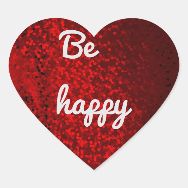 red glitter heart sticker (Front)