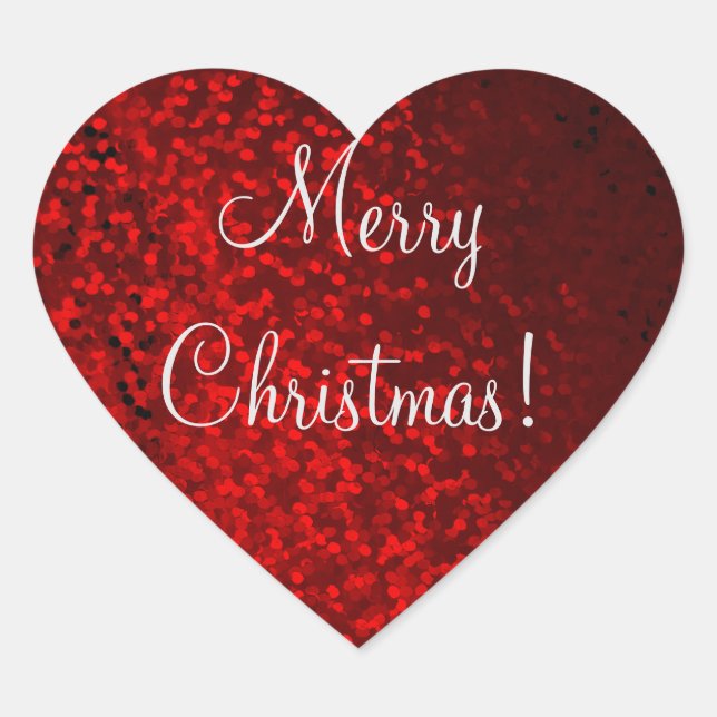 red glitter heart sticker (Front)