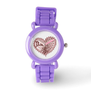 Red Glitter Heart Watch