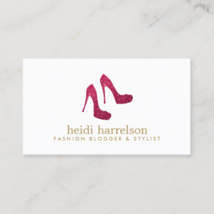 Red Glitter Heels Boutique Fashion Stylist Blogger Business Card