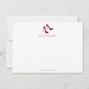 Red Glitter Heels Boutique Flat Notecard
