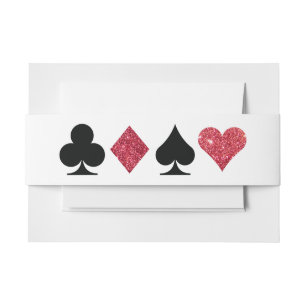 Red Glitter Las Vegas Wedding Invitation Bellyband Invitation Belly Band