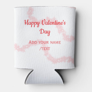 Red glitter lines happy Valentine's day spiral nam Can Cooler
