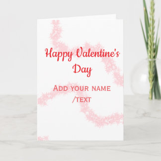 Red glitter lines happy Valentine's day spiral nam Card