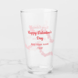 Red glitter lines happy Valentine's day spiral nam Glass