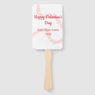 Red glitter lines happy Valentine's day spiral nam Hand Fan