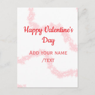 Red glitter lines happy Valentine's day spiral nam Holiday Postcard