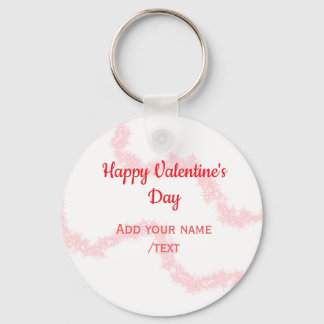 Red glitter lines happy Valentine's day spiral nam Key Ring