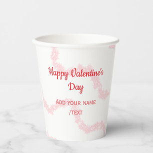 Red glitter lines happy Valentine's day spiral nam Paper Cups