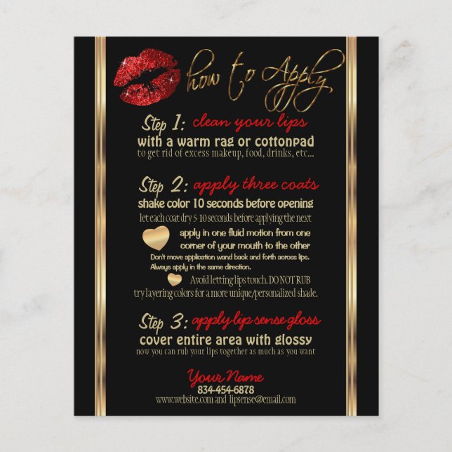 Red Glitter Lip Instructions Flyer (Front)