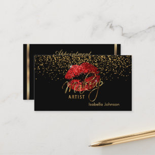 Red Glitter Lips Appointment Schedule Card