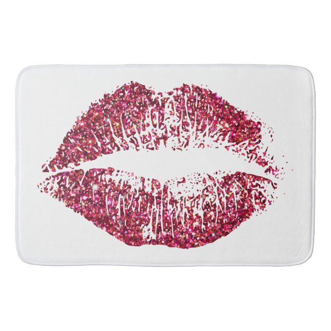 Red Glitter Lips Bath Mat (Front)