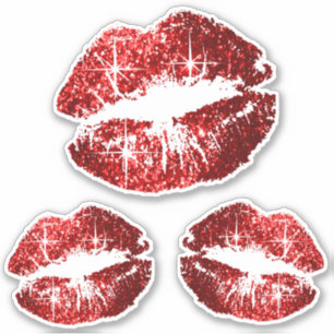 Red Glitter Lips - Kiss-Cut