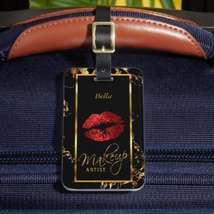 Red Glitter Lips - Makeup Artist Luggage Tag