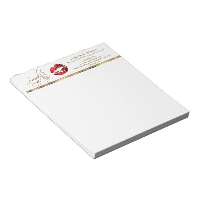 Red Glitter Lips Notepad (Angled)