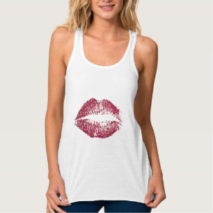 Red Glitter Lips Singlet