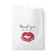 Red Glitter Lips Thank You Bag