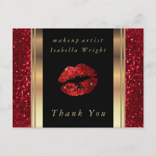 Red Glitter Lips - Thank you Postcard