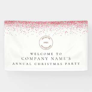 Red Glitter Logo Company Welcome Christmas Party Banner