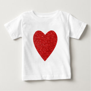 Red glitter love heart baby T-Shirt