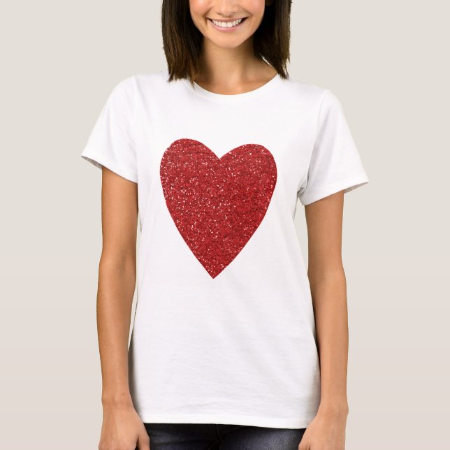 Red glitter love heart T-Shirt (Front)