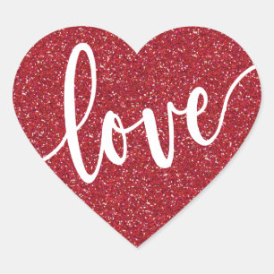 Red Glitter Love Heart    Valentine's Sticker